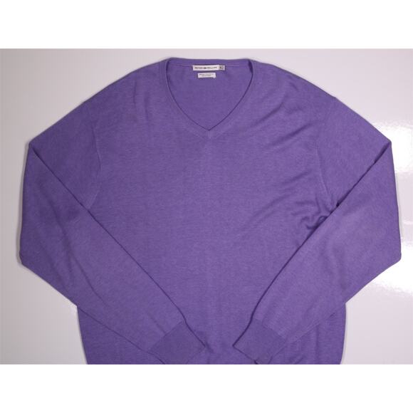 Peter Millar Men's Silk Cashmere Cotton Light Purple Crewneck Sweater XL - Picture 2 of 5